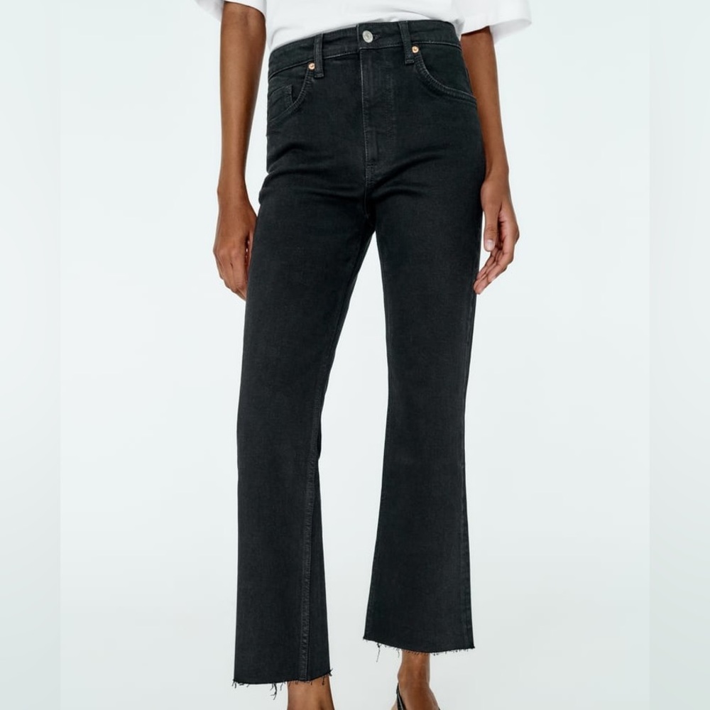 Zara TRF MID-RISE FLARE CROPPED JEANS Sz 10